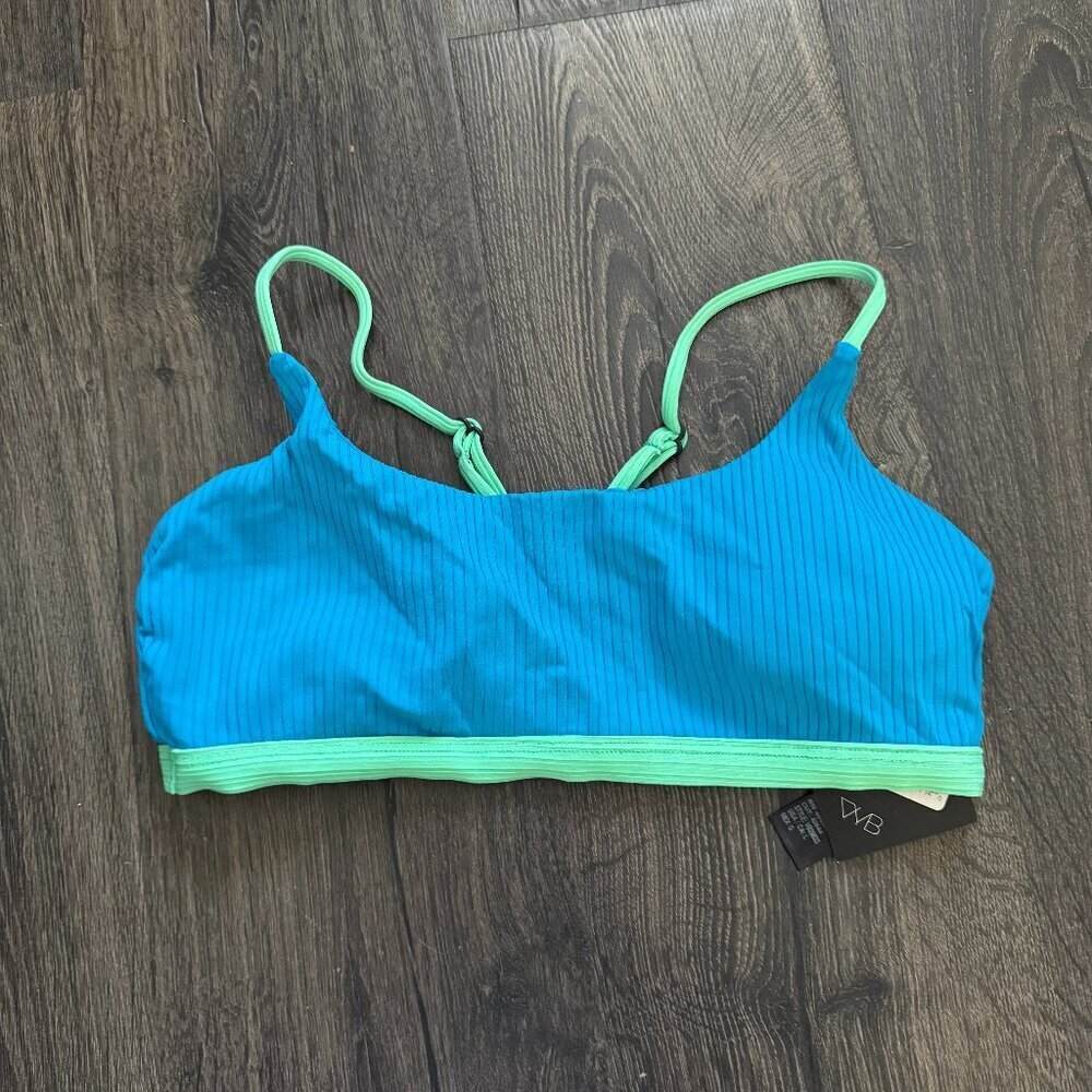 VYB | NWT Piper Soft Bikini Top in Bright Neon Blue/Green Size Large - Picture 2 of 8